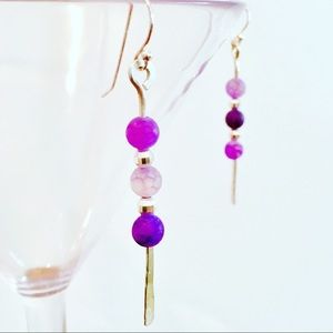 Grape Daiquiri Earrings - Purple Agate Earrings